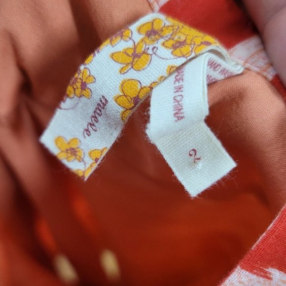 Anthropologie Meave Size 2 Dress party event Halter Tropical Ikat Orange Red - Picture 6 of 6